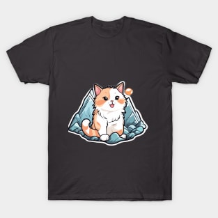 Orange Cat Mountain View Art T-Shirt